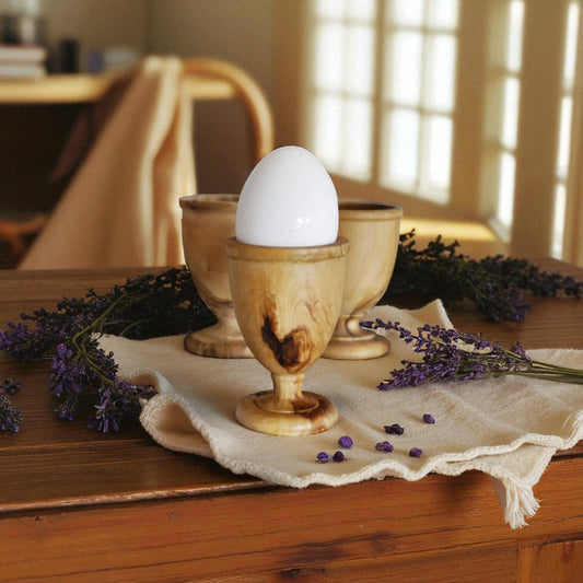 Rustic Olive Wood Egg Cups