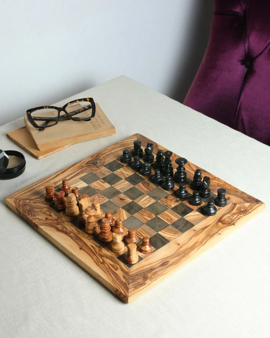 Handmade Personalized Olive Wood Chess Set