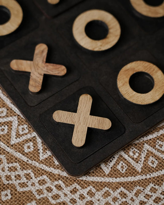 Handcrafted Wooden Tic-Tac-Toe Game