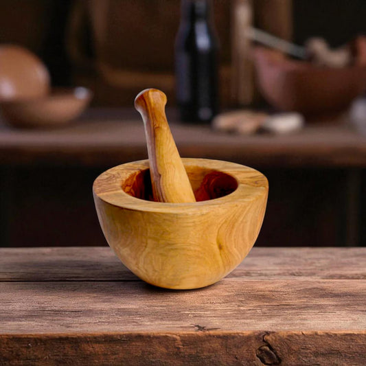 Handcrafted Olive Wood Mortar & Pestle