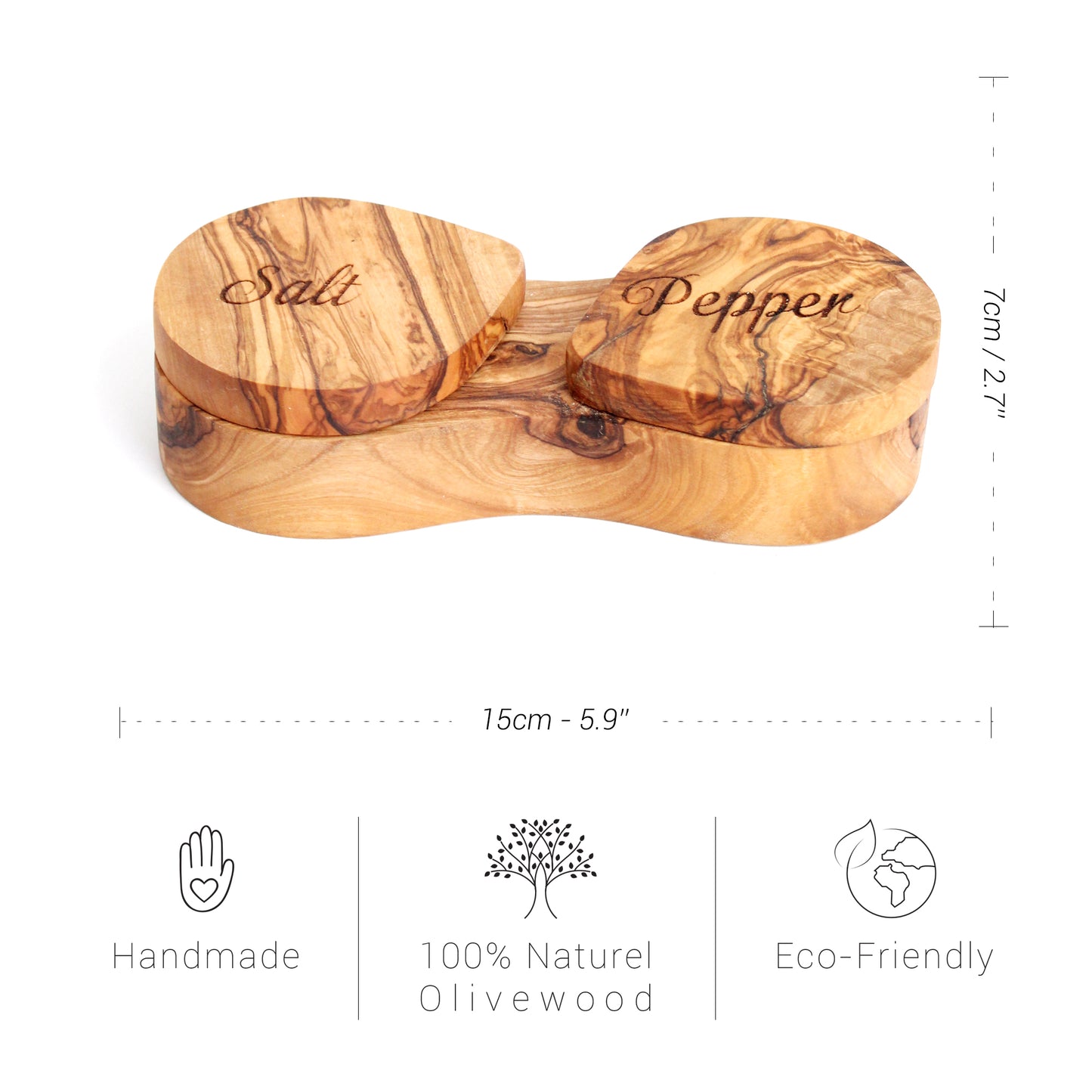 Olive Wood Salt and pepper Keeper  | SALT AND PEPPER BOX