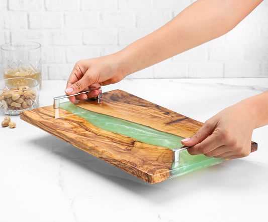 Handmade Olive Wood and Resin Tray