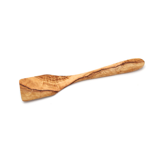 Olive Wood Spatula | Wooden Cooking Sharp Edge Spatula for non-stick pans | Free Beeswax