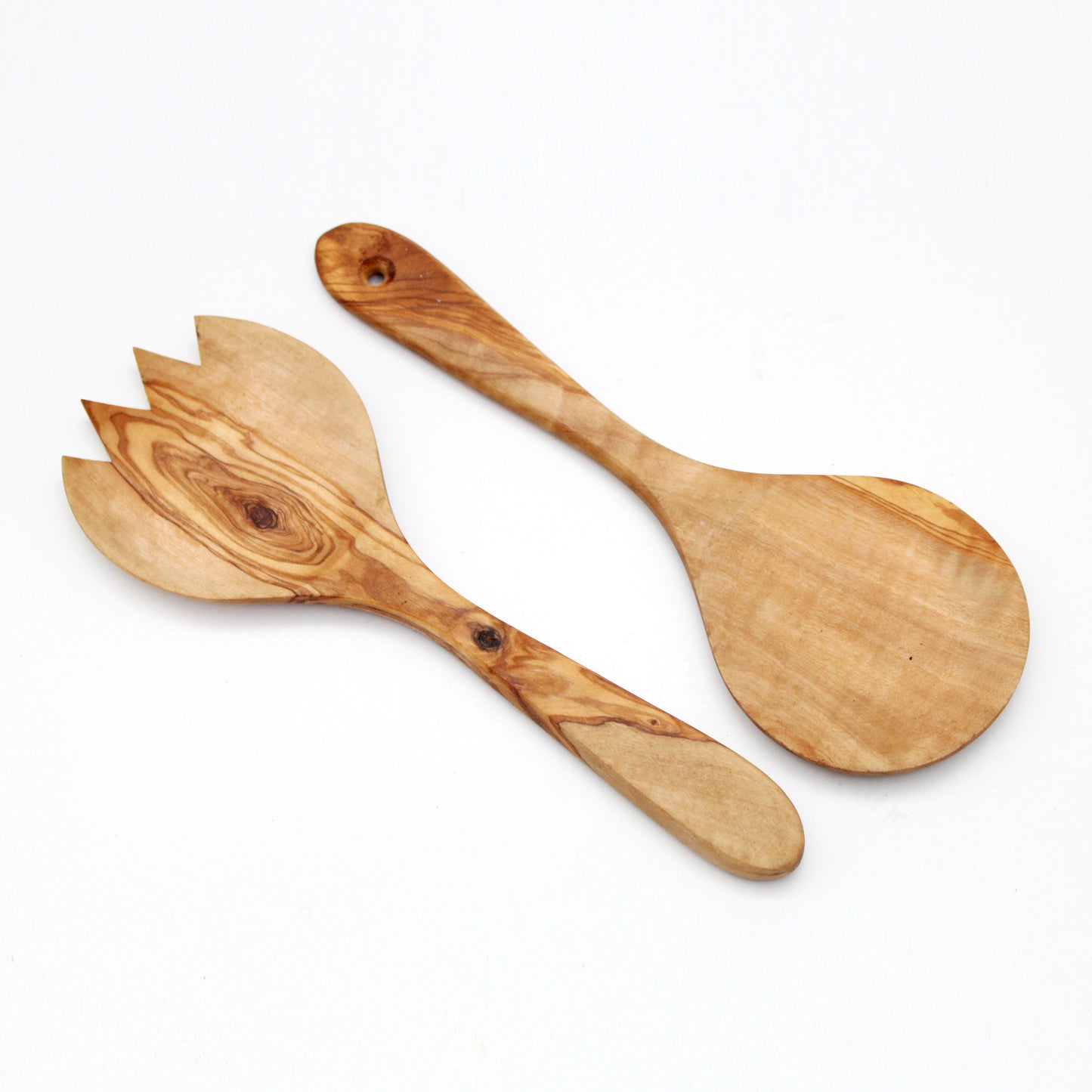 Handcrafted Olive Wood Salad Serving Utensils: Rustic Spoon & Fork Set |