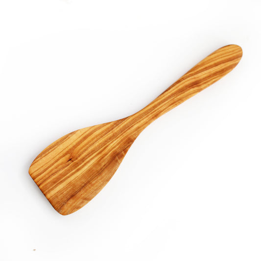 Olive Wood Spatula | Wooden Cooking Sharp Edge Spatula for non-stick pans | Free Beeswax