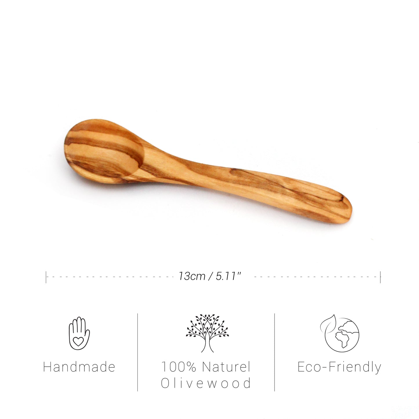 Handcrafted Olive Wood Small Coffee Sugar Spoon Set