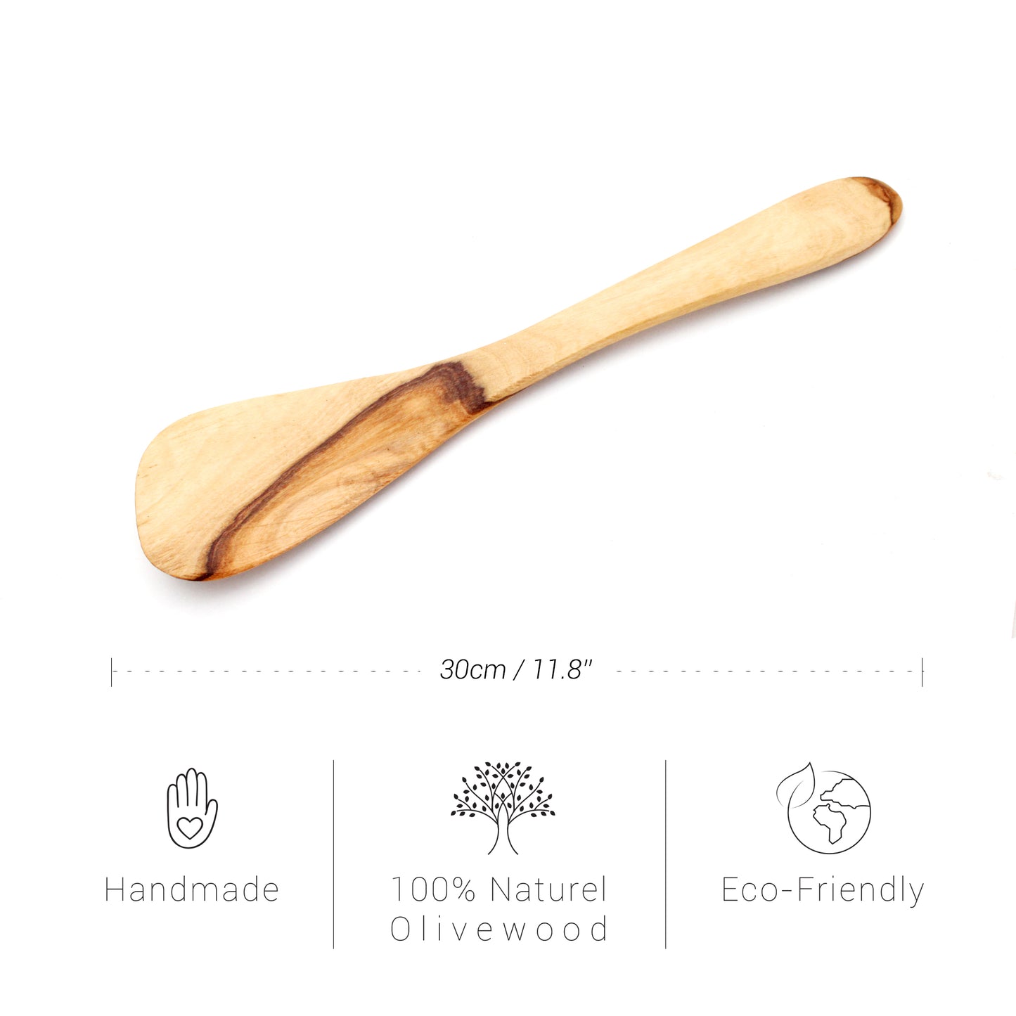 Handcrafted Olive Wood Spatula – Perfect for Cooking, Non-Stick Pans, and Everyday Use | Free Beeswax