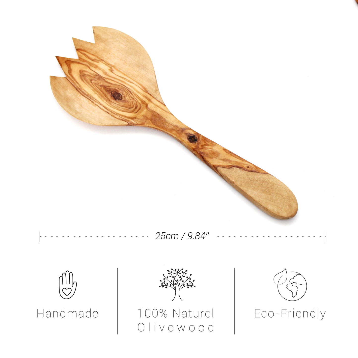 Handcrafted Olive Wood Salad Serving Utensils: Rustic Spoon & Fork Set |