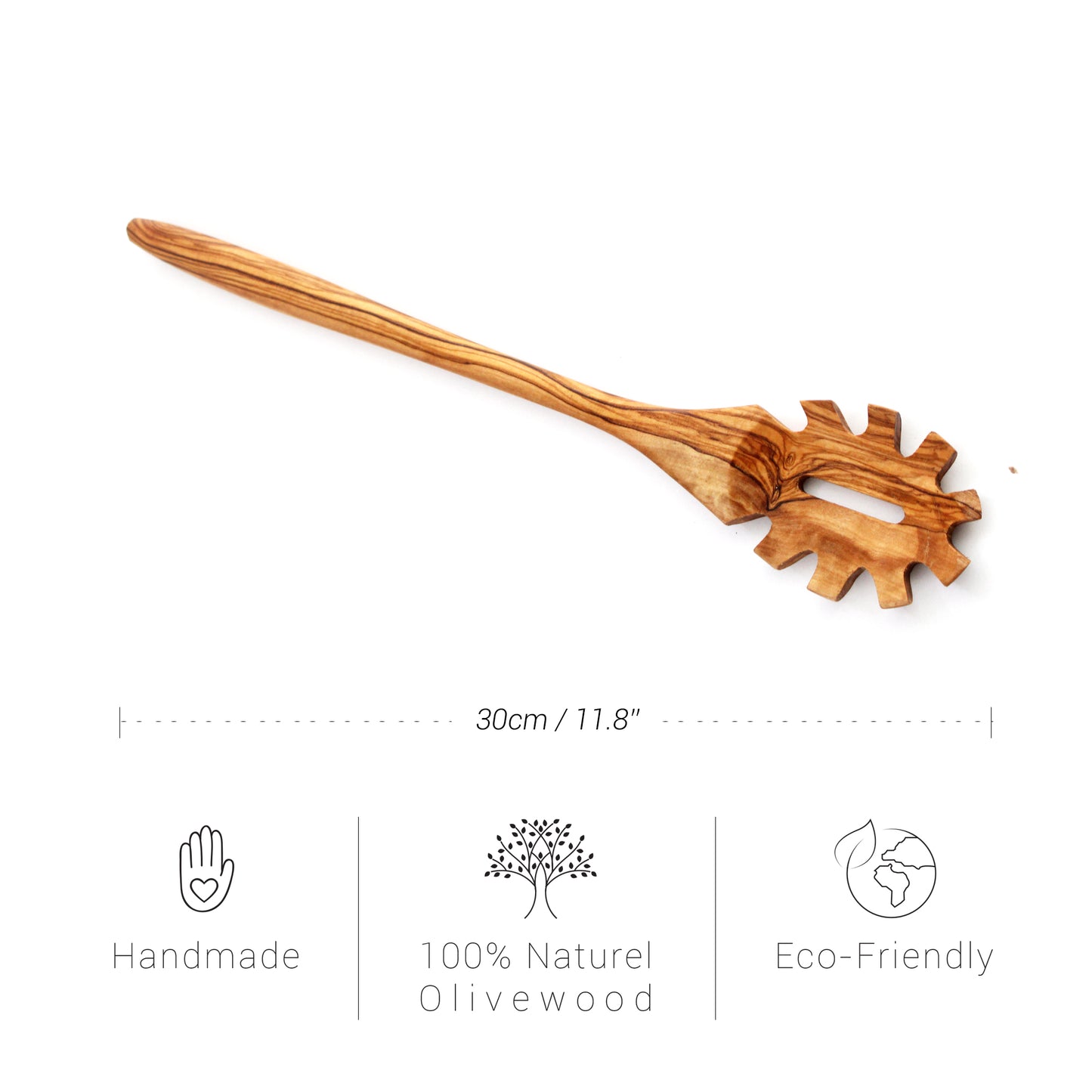 Olive wood pasta & noodle spoon | Wooden spaghetti spoon