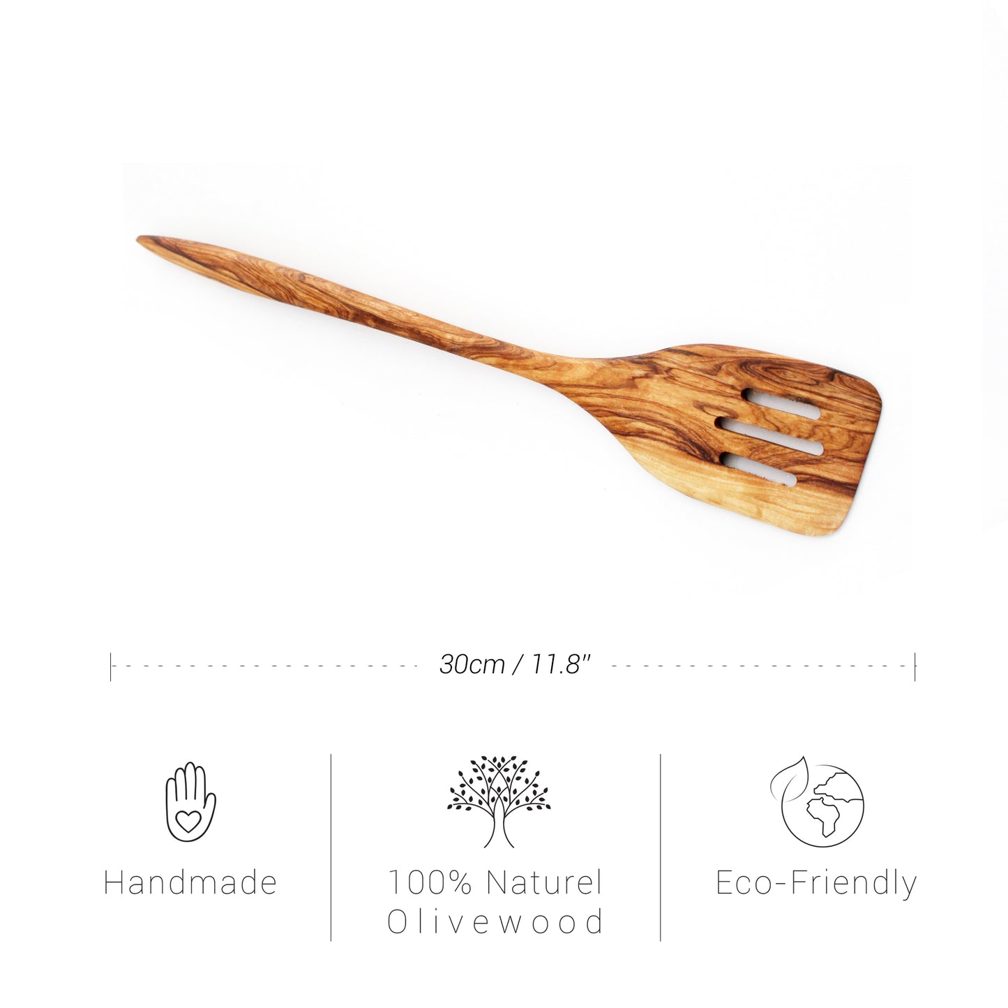 Handcrafted Olive Wood Slotted Spatula – A Must-Have for Every Kitchen