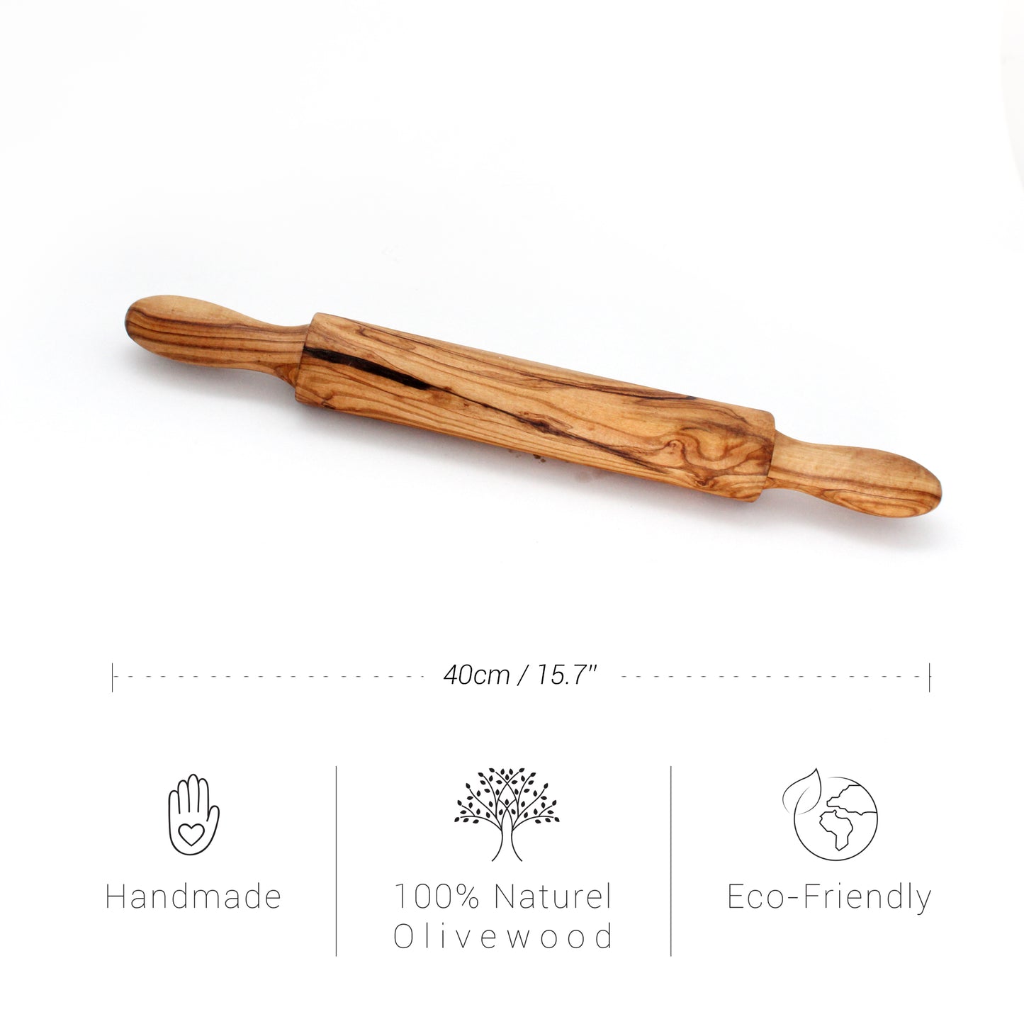 Olive Wood Rolling Pin Handled, Handmade Rolling Pins