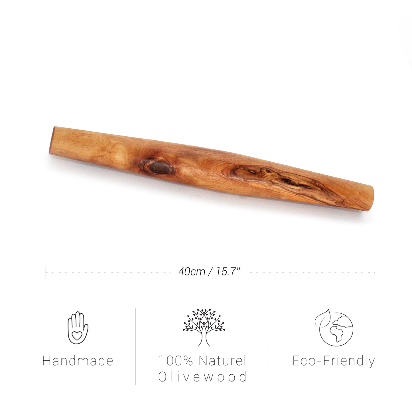 Olive Wood French Rolling Pin , Natural Handmade Rolling Pins